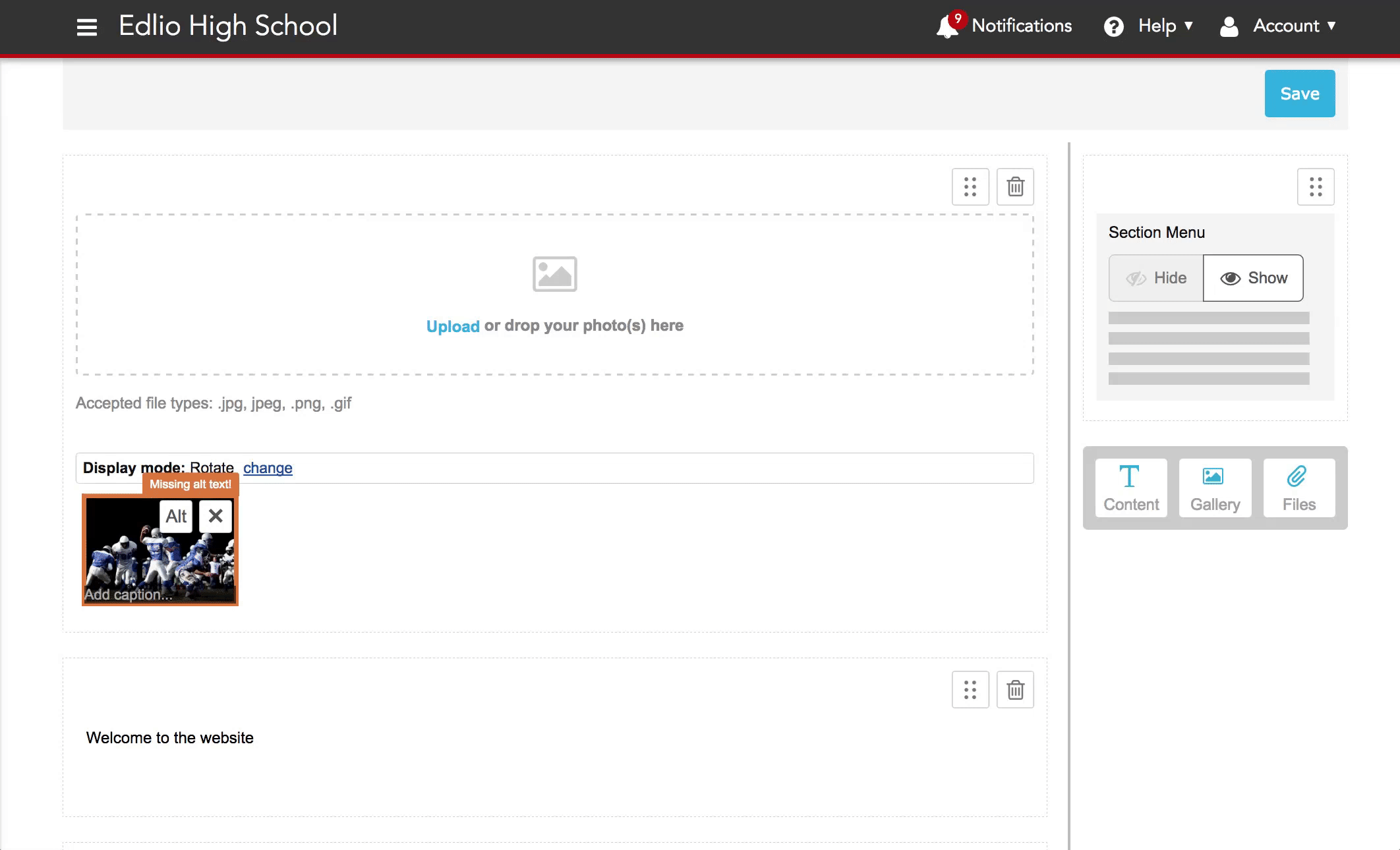 use the text formatting toolbar and other options to modify the page content